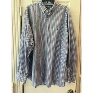 Ralph Lauren Yarmouth Men’s Shirt 17 Blue Stripe Preppy Academia Twee Neutral